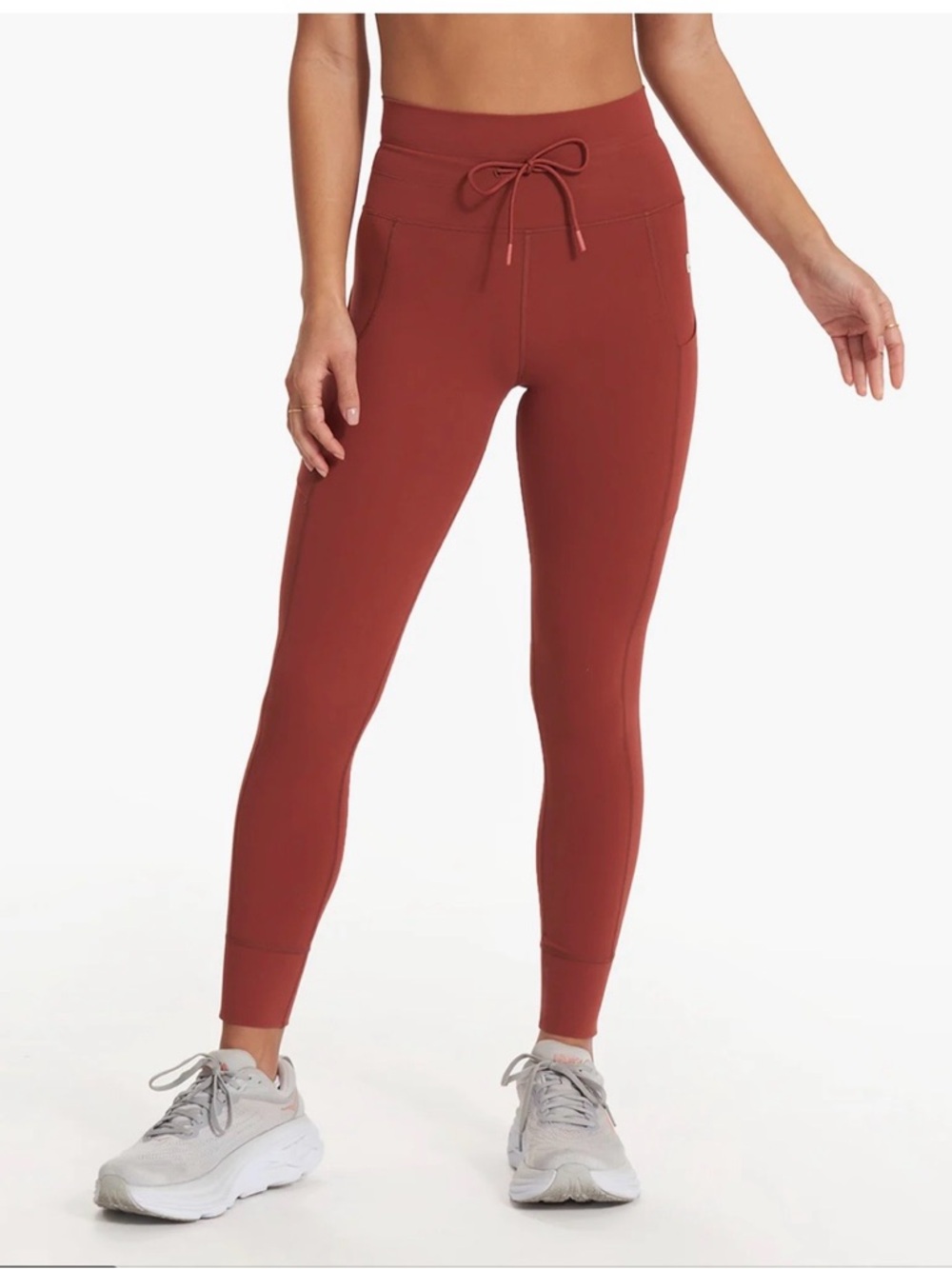 Vuori High-Waist Rust Red Drawstring Leggings